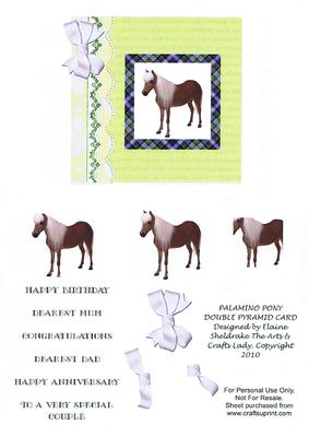Palamino Pony Double Pyramid Card Birthday /congratulations