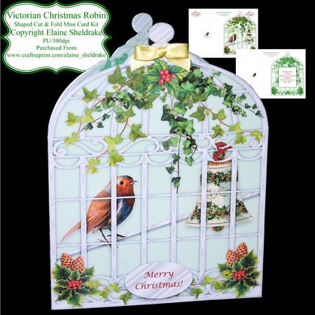 Victorian Christmas Robin - Shaped Cut & Fold Mini Kit