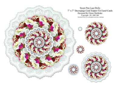 Sweet Peas Floral Lace Doily - 7" x 7" Card Topper