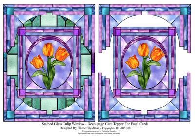 Stained Glass Tulip Window - Decoupage Card Topper