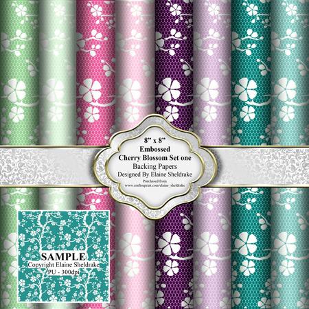 8" x 8" Cherry Blossom Embossed Lace Set One Backing Papers