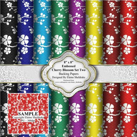 8" x 8" Cherry Blossom Embossed Lace Set Two Backing Papers