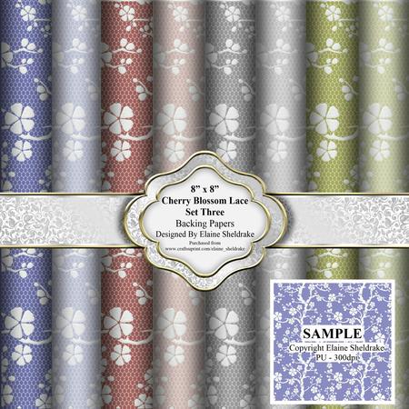 8" x 8" Cherry Blossom Embossed Lace Set Three Backing Paper