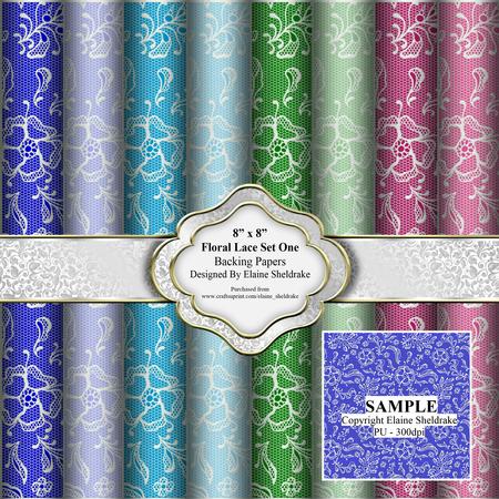 8" x 8" Floral Lace Pretty Flowers Set One - Backing Papers