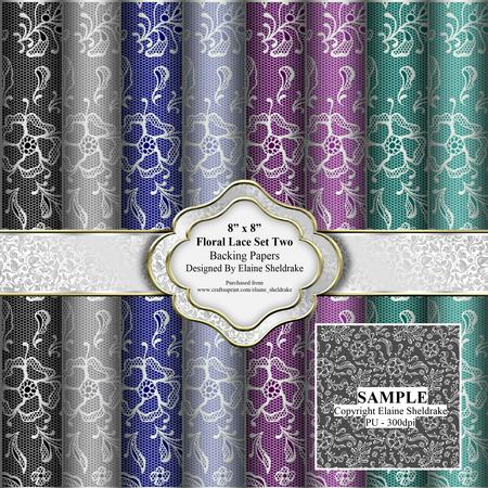 8" x 8" Floral Lace Pretty Flowers Set Two - Backing Papers