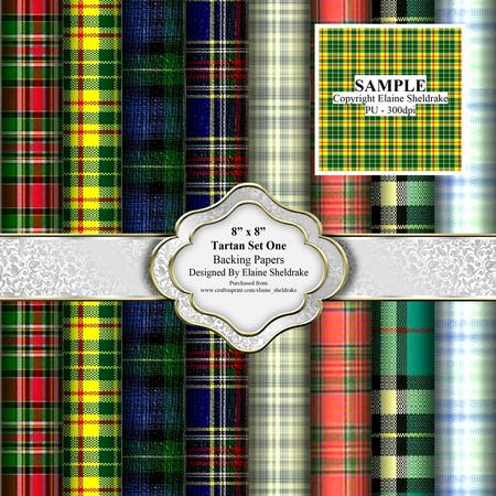 8" x 8" Faux Tartan Paper - Set One - Backing Papers