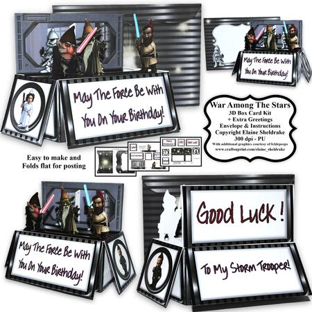 War Among the Stars - 3D Box Card Kit + Extra Tags & Envelo