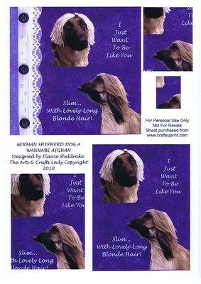 German Shepherd Dog a Wannabe Afghan Hound Quick Fun Card
