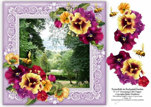 Tyntesfield An Enchanted Garden 8 x 8 Floral Decoupage Card Sheet