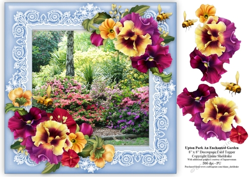 Upton Park An Enchanted Garden 8 x 8 Floral Decoupage Card Sheet
