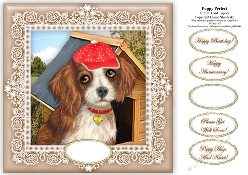 Puppy Perfect - 8 x 8 Card Topper