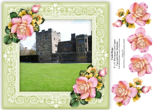 Castle Drogo, Dartmoor, Devon - 8 x 8 Floral Decoupage Card Topper