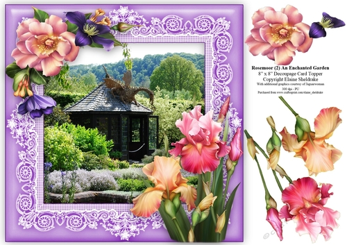 Rosemoor (2) An Enchanted Garden 8 x 8 Decoupage Card Topper