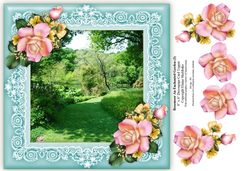 Rosemoor (3) An Enchanted Garden 8 x 8 Decoupage Card Topper