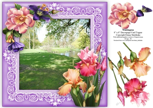 Whittington Castle Moat Shropshire 8 x 8 Decoupage Card Topper