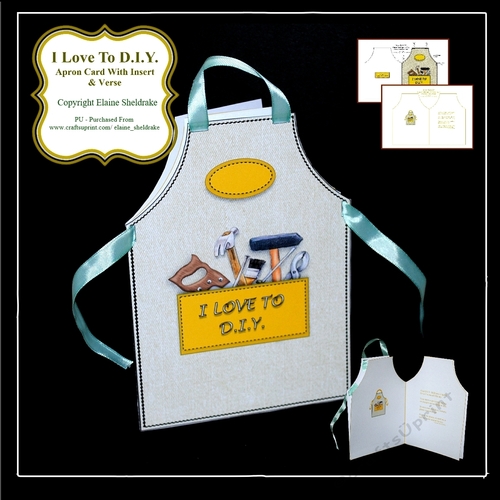 I Love To D.I.Y. - Cut & Fold Apron Card With Insert & Verse