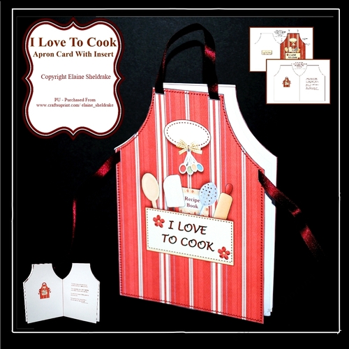 I Love To Cook - Shaped Cut & Fold Apron Card & Insert & Verse