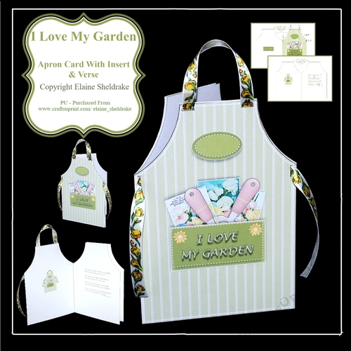 I Love My Garden - Cut & Fold Apron Card With Insert & Verse