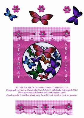 Butterfly & Flowers Birthday Greetings 3D Step by Step Card