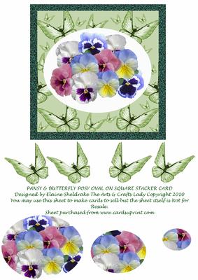 Butterfly & Pansy Posy Oval on Square Stacker Pyramid Card