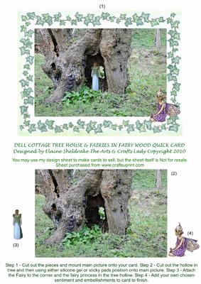 Dell Cottage Tree House & Fairies in Fairy Wood Quick Card