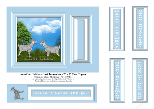 From One Old Grey Goat To Another - Comical 7 x 5 Card Topper & Greetings