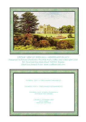 Eden Hall Cumberland England in 1875 for New Home, Birthdays