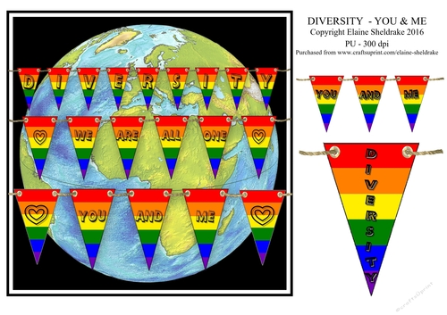 DIVERSITY - YOU & ME - 7.5 x 7.5  LGBT/GLBT AWARENESS TOPPER  