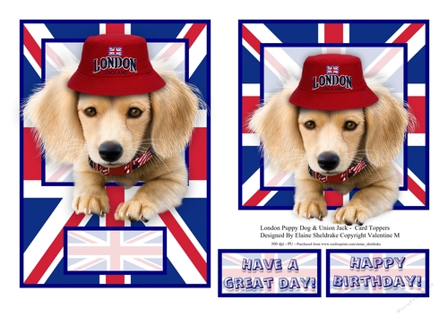 London Puppy Dog & Union Jack Flag - Card Toppers & Greetings