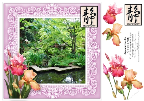 Japanese Gardens, Tatton Park, Cheshire - 8 x 8 Card Topper + Decoupage 
