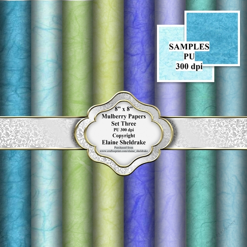 8 x 8 Faux Mulberry Paper - Set 3 - For Cards & Scrapbooking 