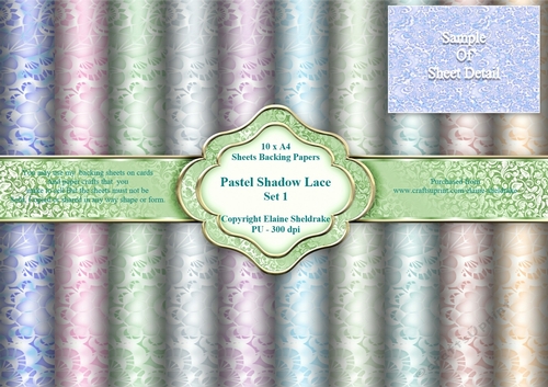 Pastel Shadow Lace Faux Fabric - 10 A4 Backing Papers - Set One