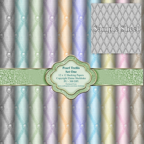 Pearl Trellis Faux Fabric Papers Set One - Ten 12 x 12 - PU - 300 dpi