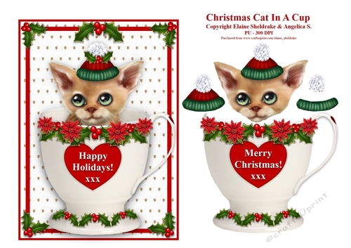 Christmas Cat In A Cup