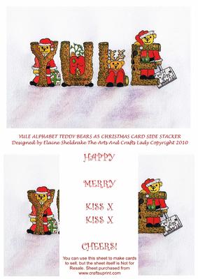 Yule Funny Alphabet Teddy Bears - A5 Side Stacker Xmas Card