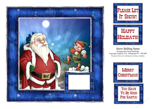 Snow Balling Santa - Card Topper & Assorted Greetings
