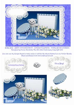 Baby Boy - Birth Announcement Congratulations - Christening
