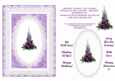 Lavender - Flowers - Lace & Pearls - Get Well - Retirement