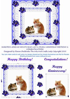 Hamster's African Violets Pearls & Lace Birthday S Etc.