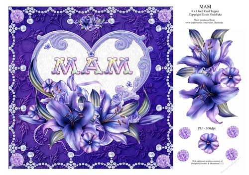 8 x 8 Lily Names A - Z - MAM Decoupage Card Topper