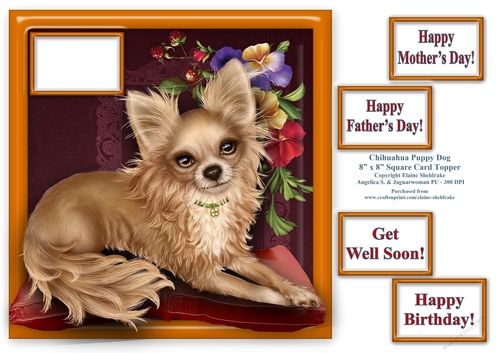 Chihuahua Puppy Dog - Square Card Topper & Assorted Greetings