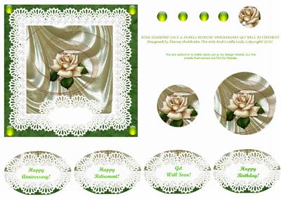 Rose Diamond Pearls & Lace Birthday Anniversary Get Well