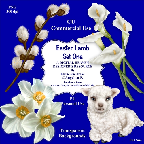 Easter Lamb - Set One - CU Designer Resource For Commercial Use, Personal Use, Card Making, Scrapbooking etc. - Full Size - PNG