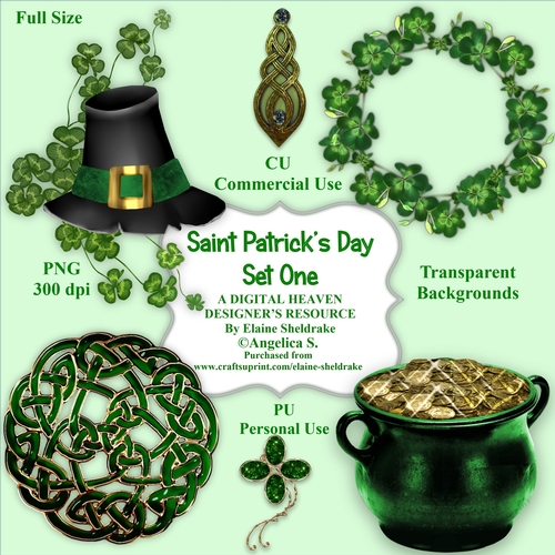Saint Patricks Day - Set One - CU Designer Resource For Commercial Use, Personal Use, Card Making, Scrapbooking etc. - Full Size - PNG