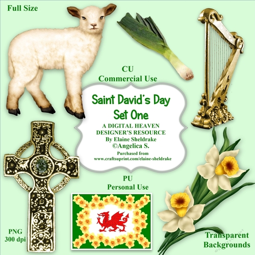 Saint Davids Day - Set One - CU Designer Resource For Commercial Use, Personal Use, Card Making, Scrapbooking etc. - Full Size - PNG