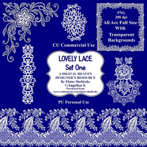 Lovely Lace Set One - CU Designer Resource For Commercial Use, Personal Use Card Making Scrapbooking etc. - Full Size - PNG