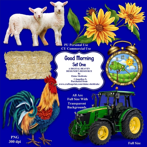 Good Morning On The Farm - Set One - CU Designer Resource For Commercial Use, Personal Use, Card Making, Scrapbooking etc. - Full Size - PNG