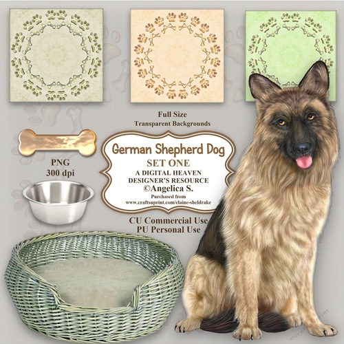 German Shepherd Dog - Set One -  Designer Resource - CU/PU - For Card Making, Scrapbooking - png- 300 dpi