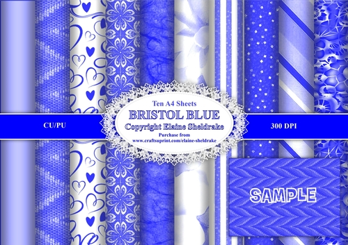 Assorted A4 Bristol Blue Backing Papers for Cards,Scrapbooking & Paper Crafts CU/PU -300 dpi