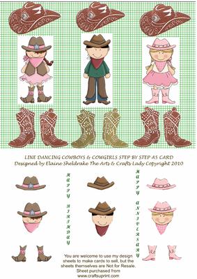 Line Dancing Cowboys & Cowgirls Step by Step A5 Card